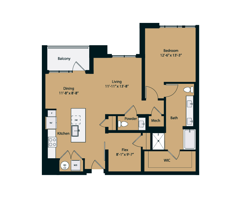 Floor plan layout diagram for 1D-2